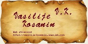Vasilije Košanin vizit kartica